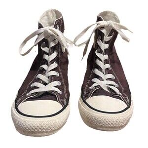 Converse Chuck Taylor All-Star High Top Sneaker Brown Plaid Heel Panel Women's 8